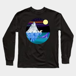 Polar bear, whale and iceberg Long Sleeve T-Shirt